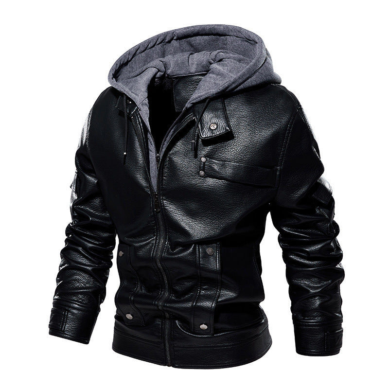 Men's US Size Leather Coat Fashionable Warm